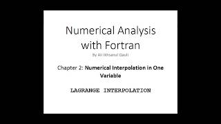 Numerical Analysis with Fortran: Lagrange Interpolation