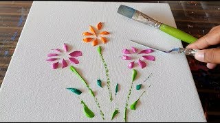 HOW to paint Floral / Abstract Painting Demonstration / Satisfying / Daily Art Therapy / Day #036