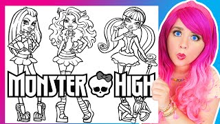 Coloring Monster High Coloring Pages | Draculaura, Frankie Stein \u0026 Clawdeen Wolf | Ohuhu Markers