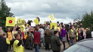 CARS RUN THE ANTI FRACKING GAUNTLET - PNR Lancashire #WeSaidNo #FrackOff