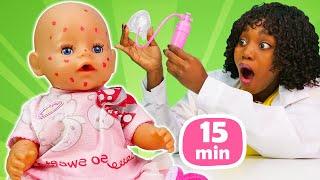 Baby doll is sick! Baby Born doll health routine. Kids play with baby dolls & doll video for kids.