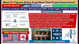 Business Analysis, Project Management, SAFe Scaled Agile & Product Owner - Sept 18, 2021