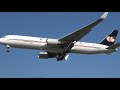 cargojet boeing 767. arrival and super long takeoff run london heathrow. 21st september 2020.