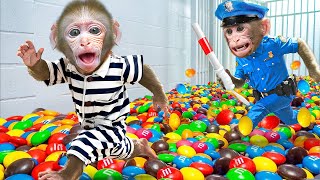 Monkey Ori Escape The Room Filled With Colorful Candy And Make Jelly With The Duckling | MACACO ORI