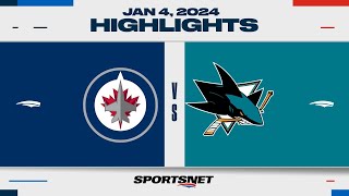 NHL Highlights | Jets vs. Sharks - January 4, 2024