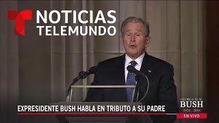 El expresidente George Bush rinde tributo a su padre | Noticias Telemundo