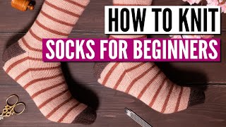 How to knit socks for beginners - Step by step tutorial (really easy pattern)