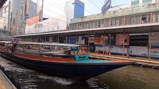 Bangkok express boat along canal. ไปนั่งเรือคลองแสนแสบ จากประตูน้ำไปถึง ผ่านฟ้าลีลาศ