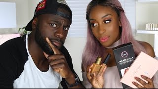 BOYFRIEND Guesses Beauty Product Prices! | Jackie Aina