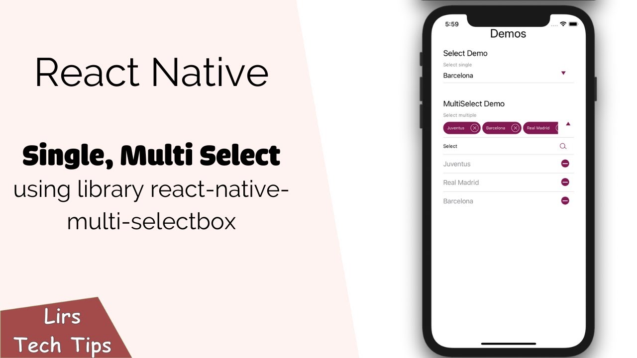 React Native: Single, Multi Select (using Library React-native-multi ...