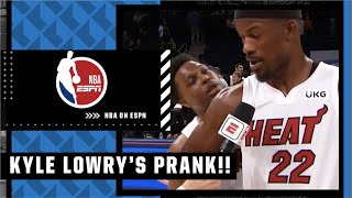 Kyle Lowry scares Jimmy Butler in post-game interview! 😂 | NBA on ESPN