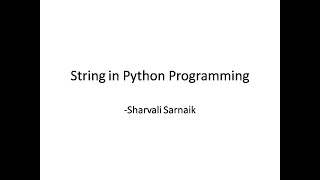 Python Programming Session-4 String