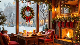 Christmas Jazz Music 2025 with Warm Crackling Fireplace to Relax ☃️ Cozy Winter Coffee Shop Ambience