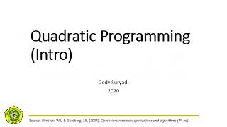 Quadratic Programming (Intro)