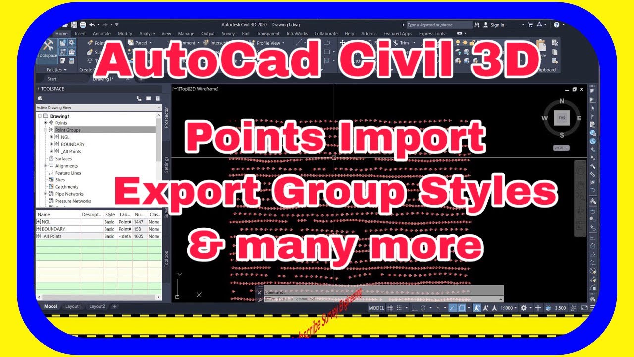 Civil 3D AutoCad Civil 3D How To Import Export Points Add Groups And ...