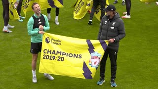 Liverpool presented with Premier League champions flags at Melwood