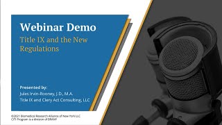 CITI Program Webinar Demo - Title IX and the New Regulations