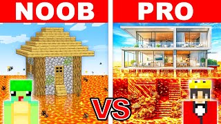NOOB vs PRO: MODERN HOUSE ON LAVA Build Challenge in Minecraft!