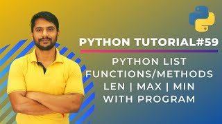 Python List Functions | LEN | MAX | MIN With Program - In Hindi