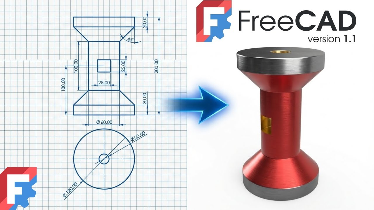 Freecad 1 1 Complete Beginner Tutorial Step By Step Exercise 7 Youtube