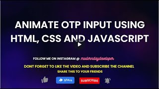 OTP Input Animation | Custom input color | HTML, CSS & JAVASCRIPT | JS Tips & Tricks