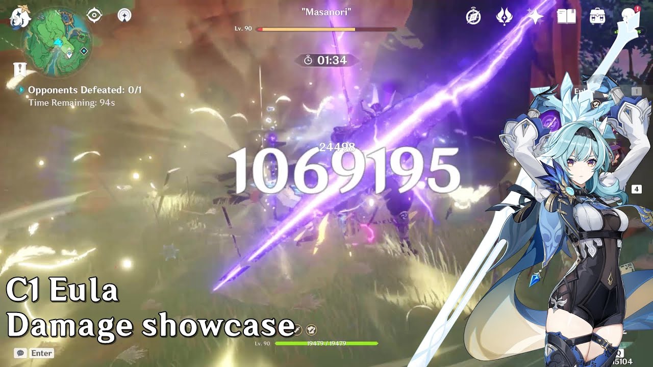 Eula Damage Showcase Genshin Impact V2 3 Youtube