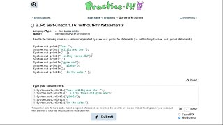 Java Practice-it Introduction to Java Programming | Self-Check 1.16 withoutPrintStatements