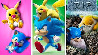 Pikachu and Sonic from Birth to Death! Pokémon in Real Life!