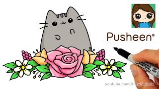 How to Draw Flowers Easy with Pusheen