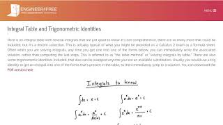 Integration by Table Example Problem #3
