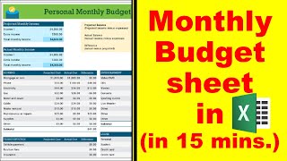 How to maintain monthly personal budget in Excel in just 15 minutes #21days21video