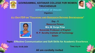 Faculty Development Programme - Day - 5 - Resource Person: Mrs. M. Durga Priya #fdp#gacw#june#eng#
