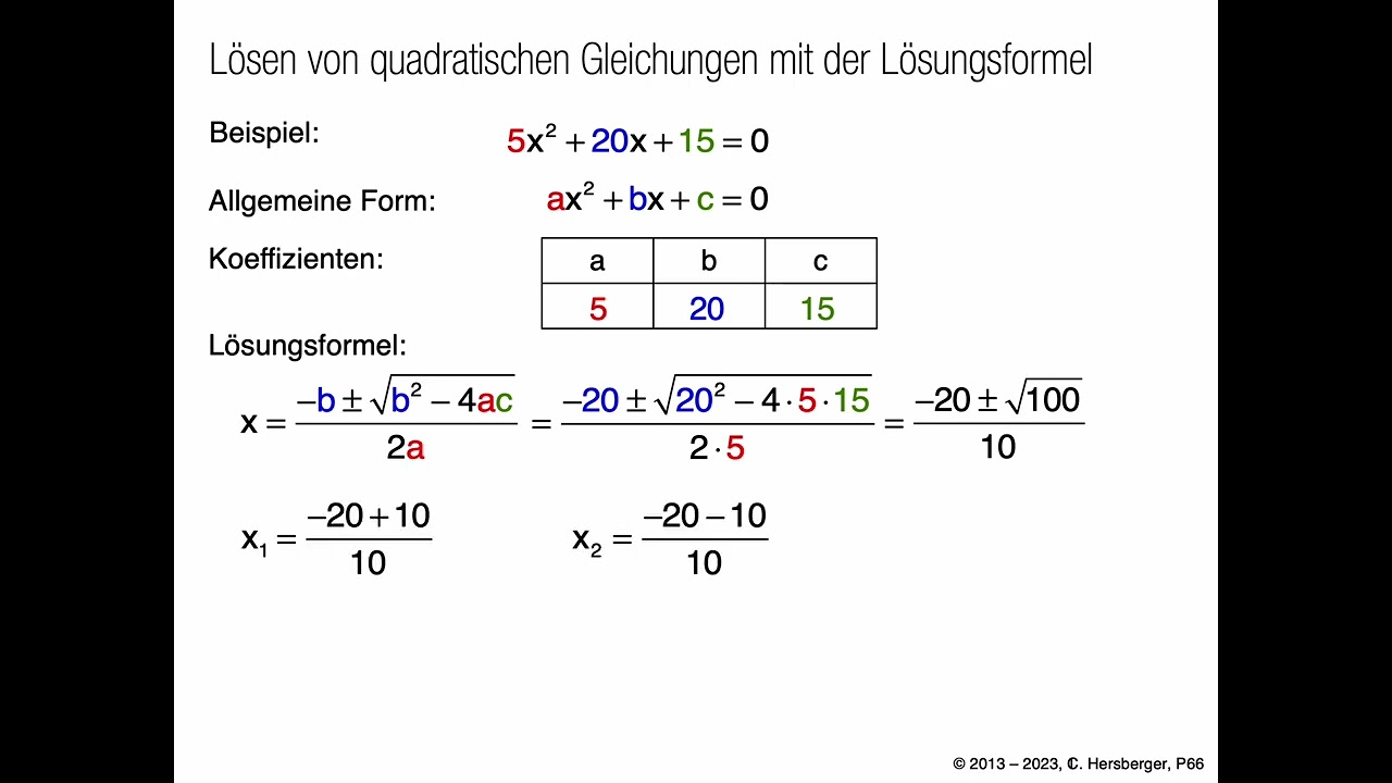 1111i Quadratische Gleichungen Mit Der Lösungsformel Lösen Erstes ...