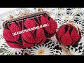 crochet / tas rajut pesta motif daun timbul / embossed leaf bag