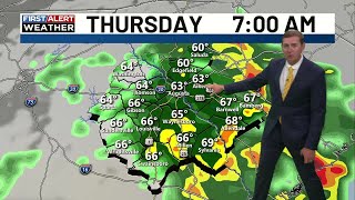 First Alert Forecast - More rain early Thursday. Dry Friday, but rain likely Saturday.