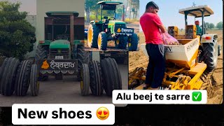 New tyre pa ditte tractor de ✅/ allu 🥔 a da km nibd gya ✅/ Johndeere💚