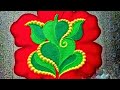 Leaf Ganapati with Hibiscus Rangoli design | Leaf Ganesha Rangoli | Rangoli for  Ganesh Chaturthi