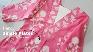 👌Decent Single Plate V Neck Kurti sewing tutorial || kurti designs ||cutting and stitching