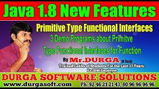 Java 8 || 3 Demo Programs about Primitve Type Functional Interfaces for Function || By Durga