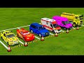 TRANSPORTING POLICE CARS, MCQUEEN CAR, AMBULANCE VEHICLES, FIRE DEPARTMENT WITH MAN TRUCKS ! FS22