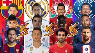 Real Madrid 2009 VS Barcelona 2014 VS Liverpool 2022 VS PSG 2023 😮🔥 ULTİMATE Comparison 💪