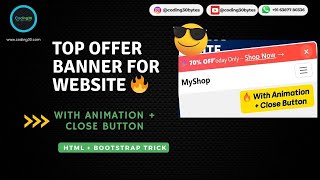 Create a Stylish Offer Banner with Close Button | HTML + CSS + Bootstrap 5 Tutorial