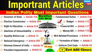 Articles of Indian Constitution | Articles 1 To 395 | Polity Articles important Questions | Gk Trick