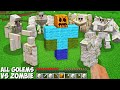 Who will WIN IN THE BATTLE OF ALL SECRET GOLEMS VS MUTANT ZOMBIES in Minecraft ? SPAWN ZOMBIE !