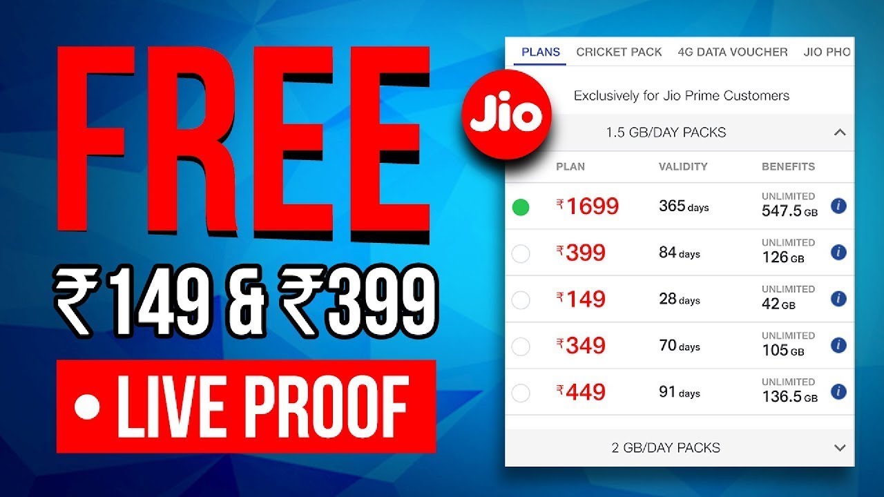 Jio Recharge Offers: Jio Recharge Offers ₹149 & ₹399 For Free | Jio ...