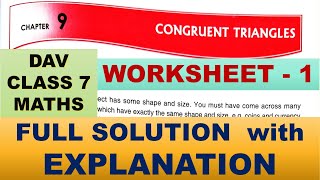 DAV CLASS 7 MATHS CHAPTER 9 | WORKSHEET 1 | FULL SOLUTION | MATHS SOLUTION | EXPLANATION