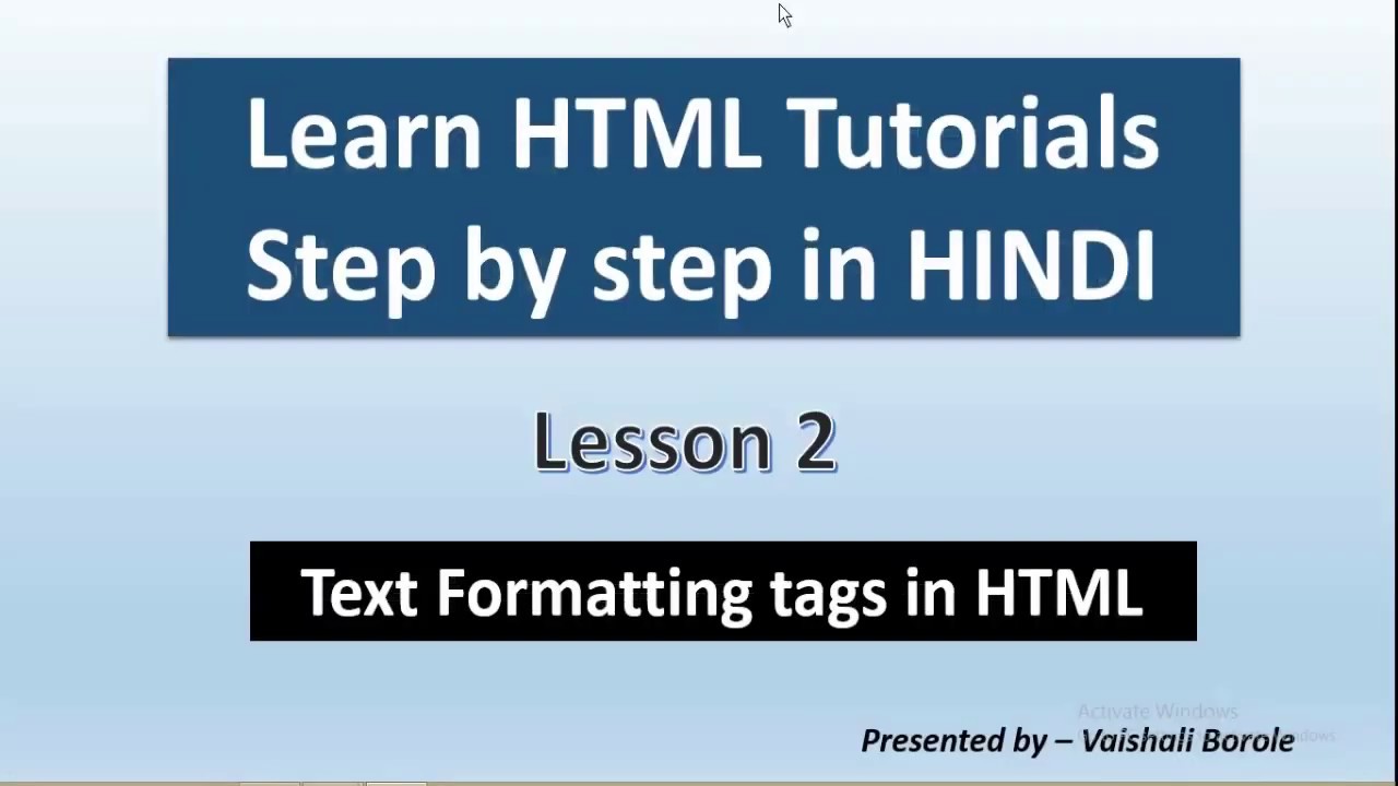 Lesson -2 Text Formatting Tags In HTML | HTML Tutorial In Hindi - YouTube