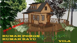 RUMAH KAYU UNIK RUMAH VILA POHON RUMAH 3x4 METER