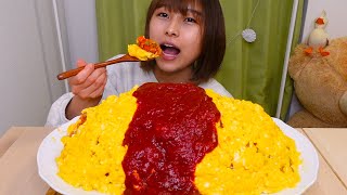 【大食い】ケチャップ1.3kgと卵30個使ったチーズ入りオムライス🥚🧀🍅