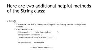 The trim and split methods of the Java String class